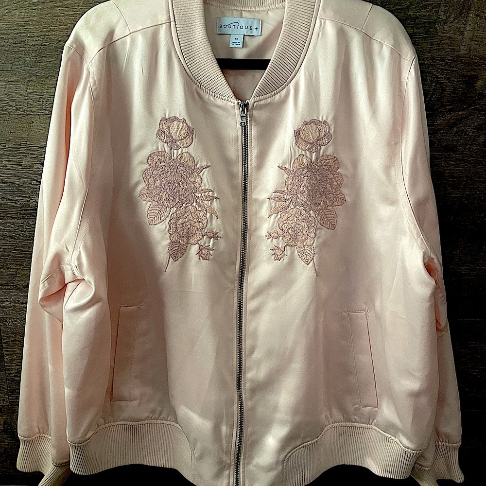 Boutique + Satin Bomber Jacket sz 2X